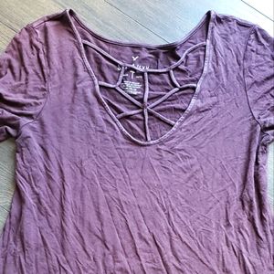 American Eagle Soft & Sexy long sleeve plum-coloured shirt